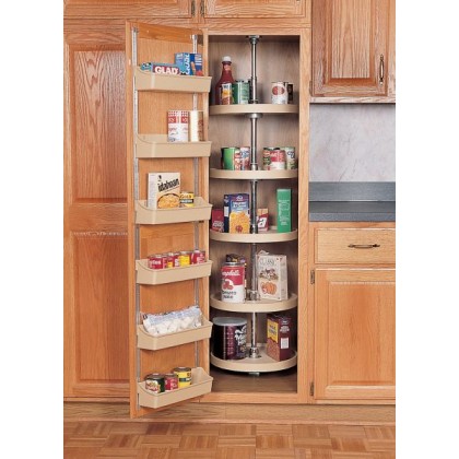 18 Full Circle Pantry Lazy Susan Almond Five Shelf Set W