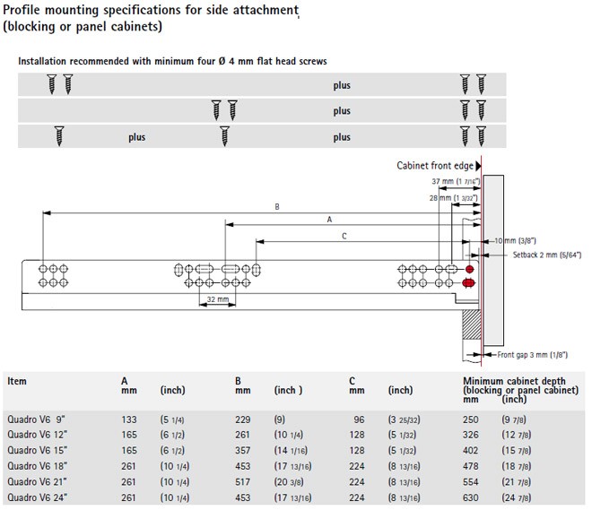 Hettich Quadro V6 Full Extension Under Mount Soft Close Drawer Slides